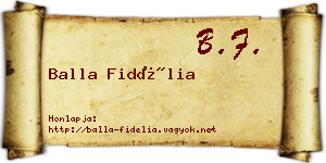 Balla Fidélia névjegykártya